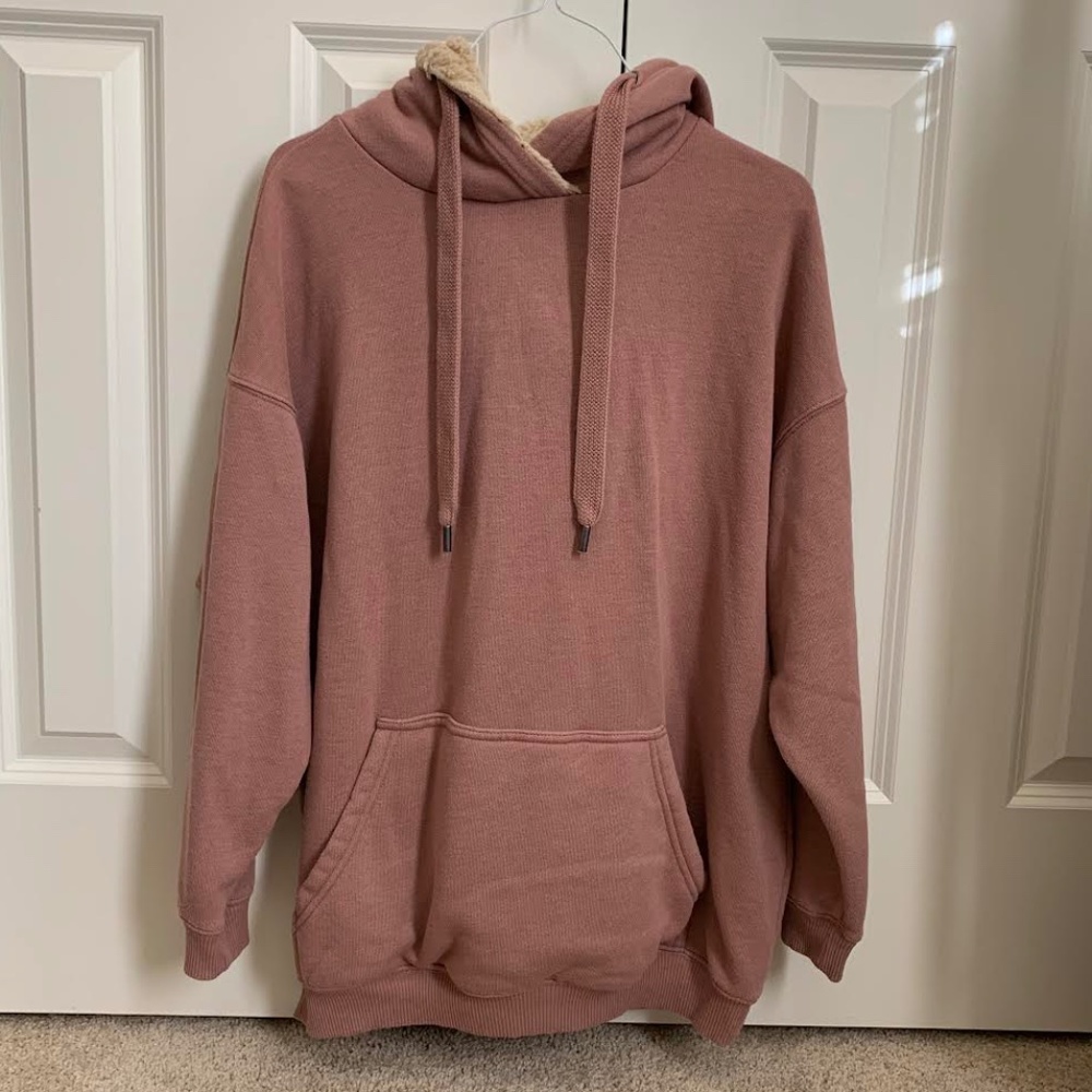 Aerie Oversized Faux Fur Hoodie - Mauve